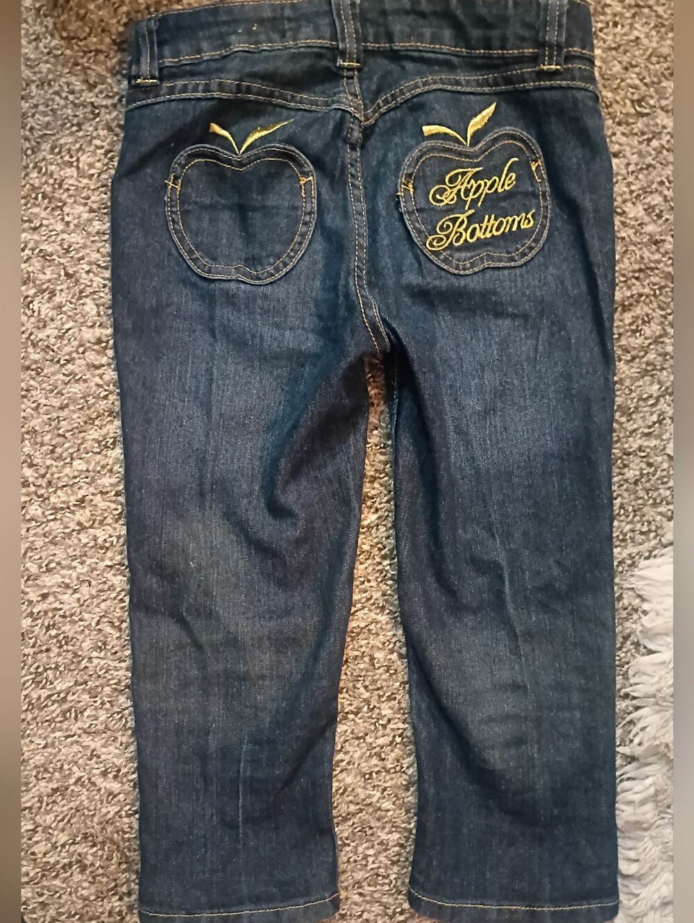 Apple Bottoms Dark Blue Denim Kids Slim Jeans with Contrast Stitching
